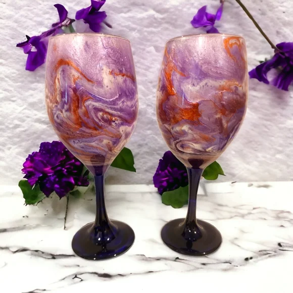 Lavender Dreams/ Wine Glass Set - Picture 1 of 3